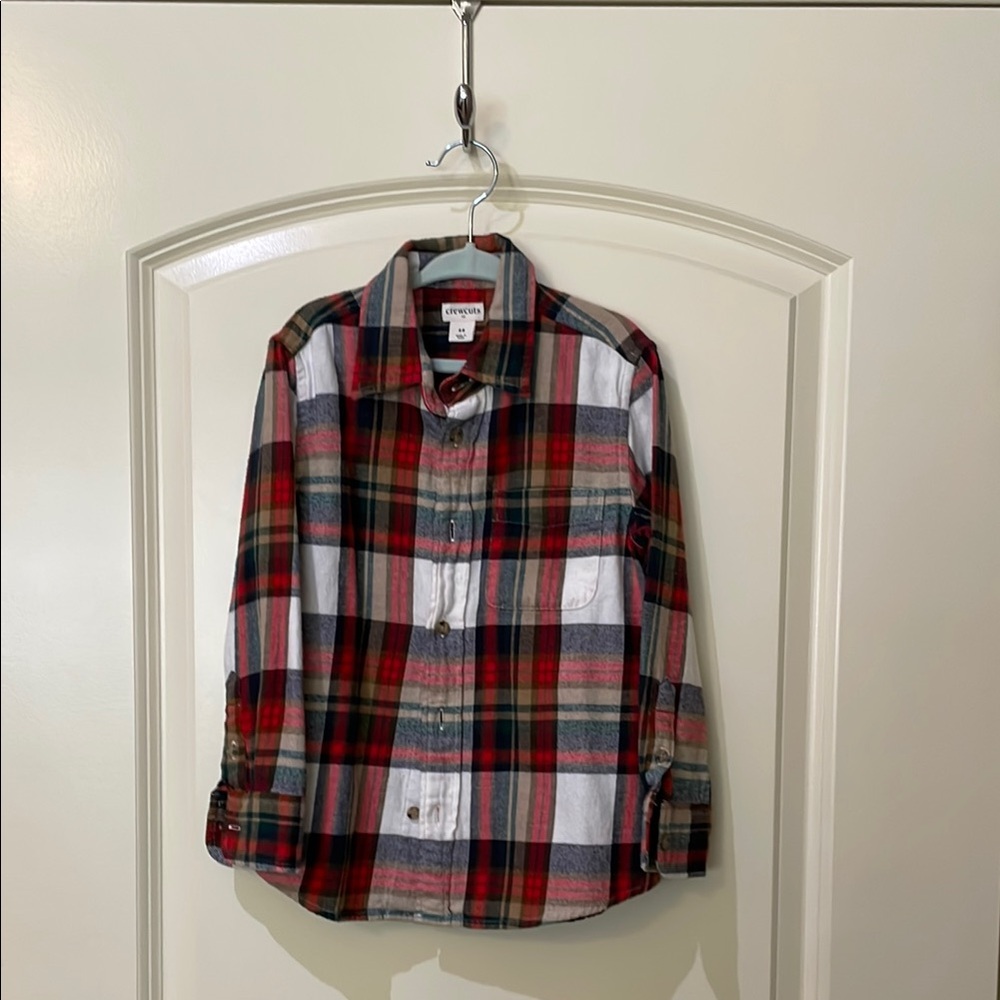 BOYS Red and Green Plaid Button-Up Shirt